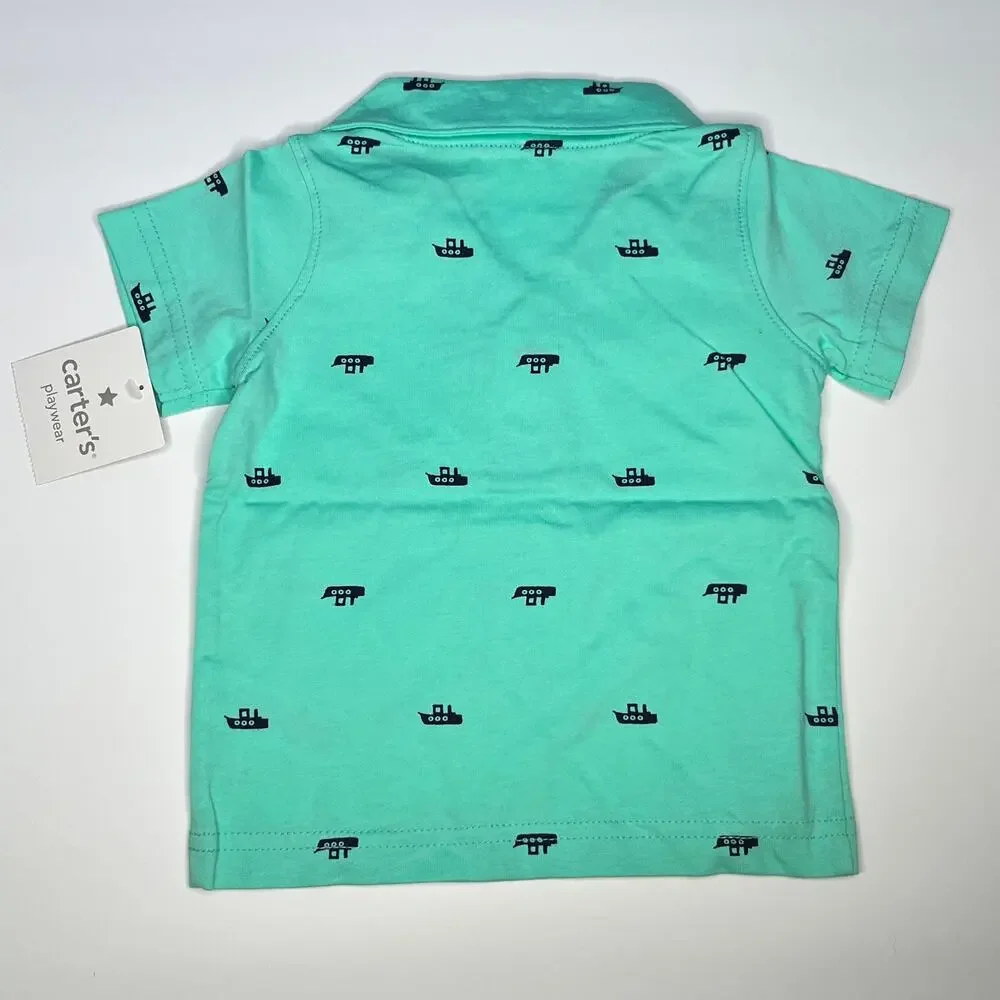 Carter's Outfit Nautical Polo Striped Shorts New